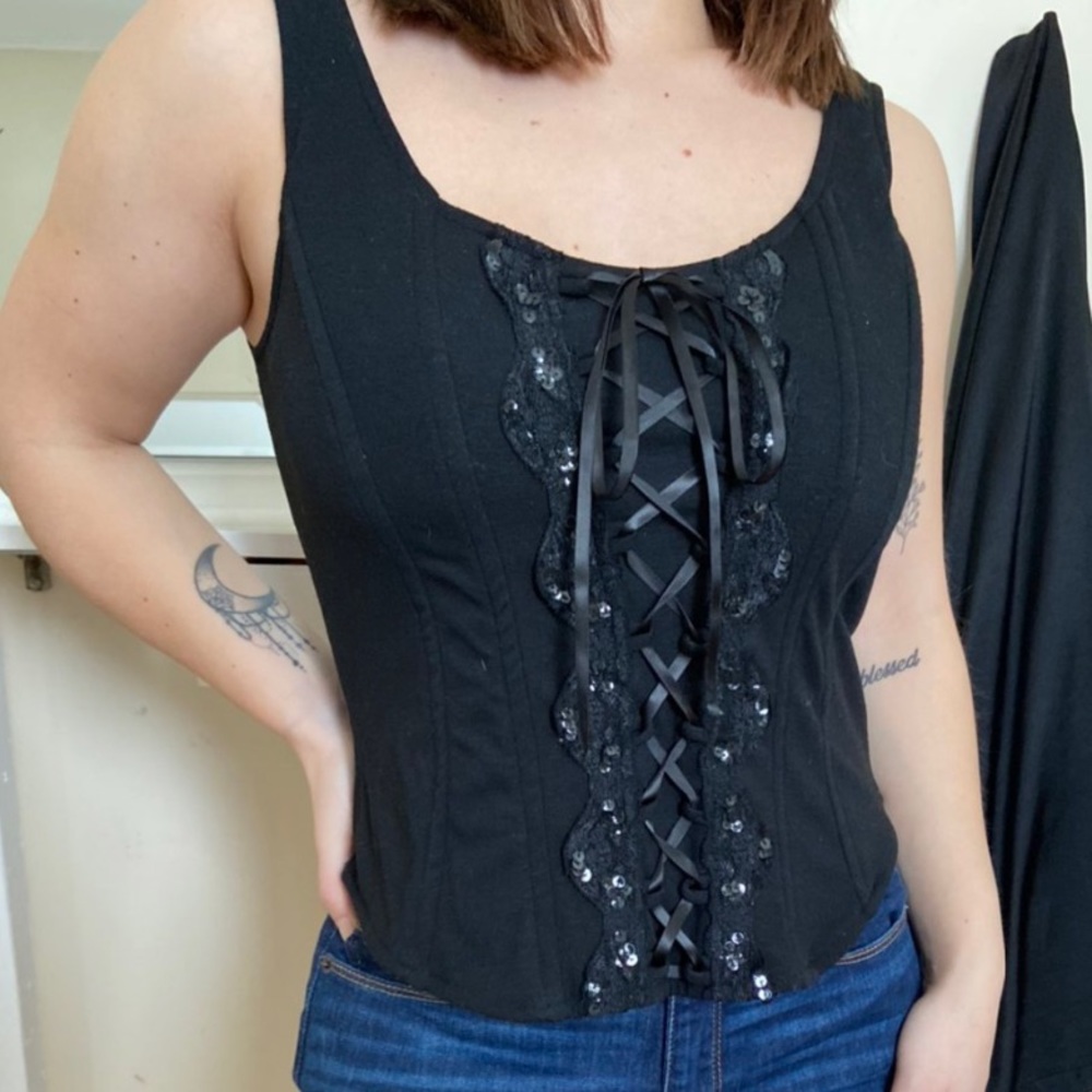 Black corset style tank